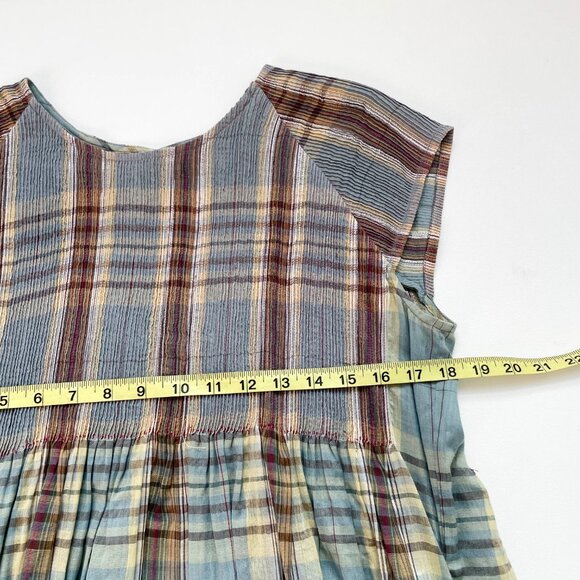 Traces Of Me Tunic Mahi Cotton Silk Plaid Dress Blue Slow Fashion Size Medium - Picture 10 of 11